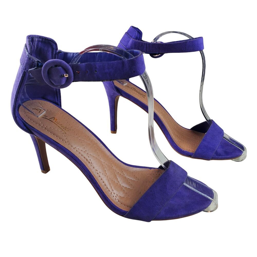 ANNE MICHELLE | Faux Suede | Purplish Blue | Strappy Heel Sandals | Size 8.5